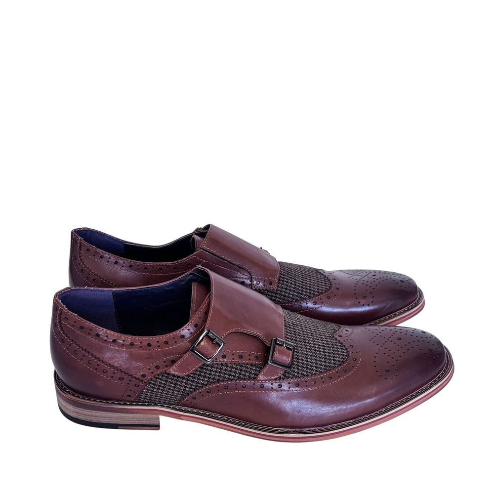 Vintage Foundry Co Mens Morgan Monk Oxford Loafers 12 Brown Plaid Brogue Shoes